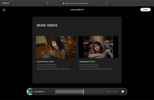 Jasmine Kelly performing in official music video, featuring visuals from her latest release on Eapy Slide