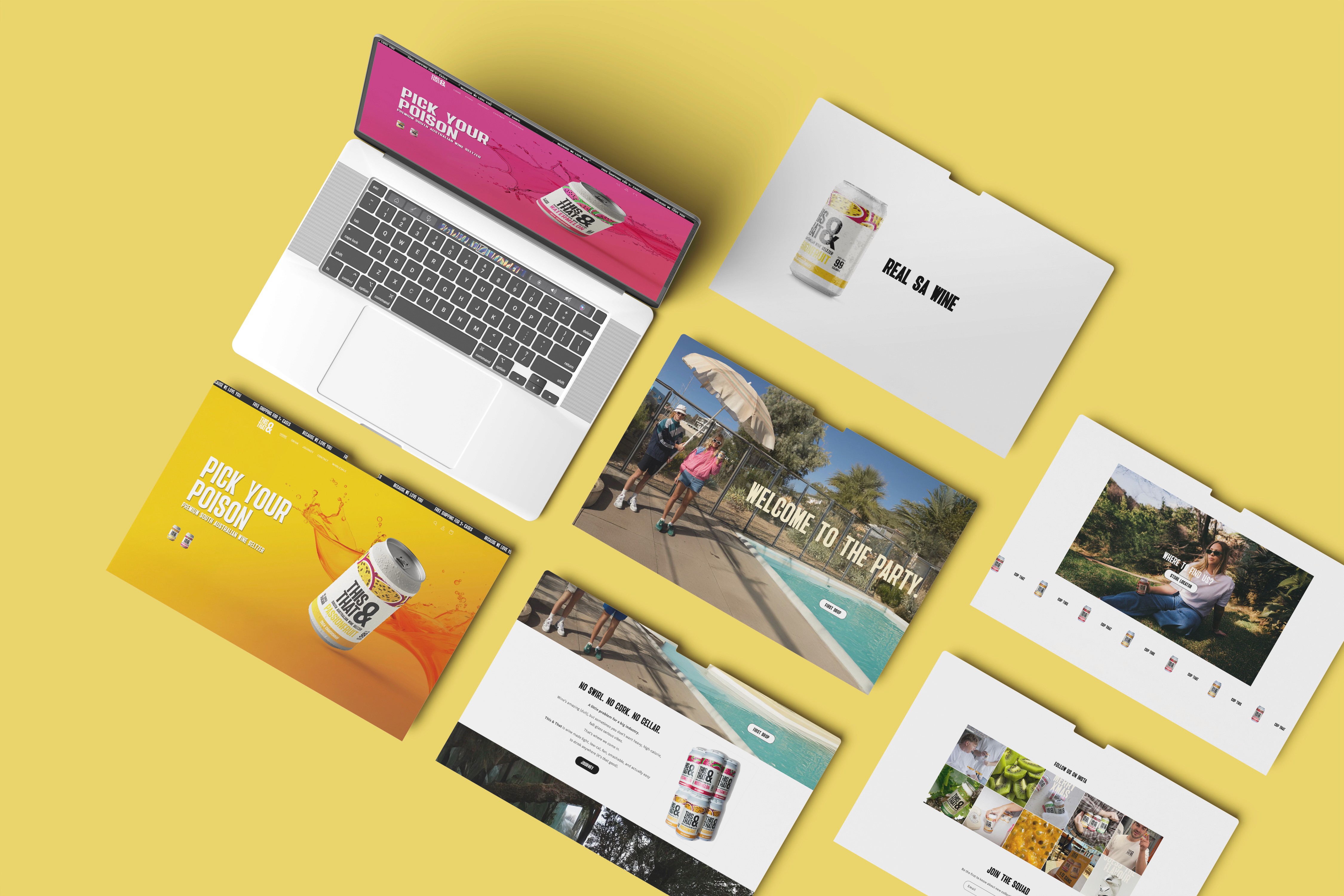 Minimalist lemon product photo with glass cup on pastel yellow background