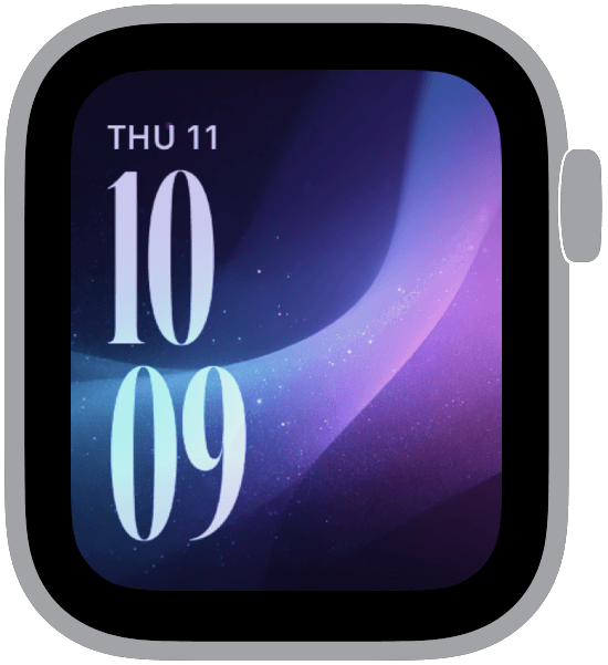 Boreal Eidolon abstract winter Apple Watch face with midnight blue starfield