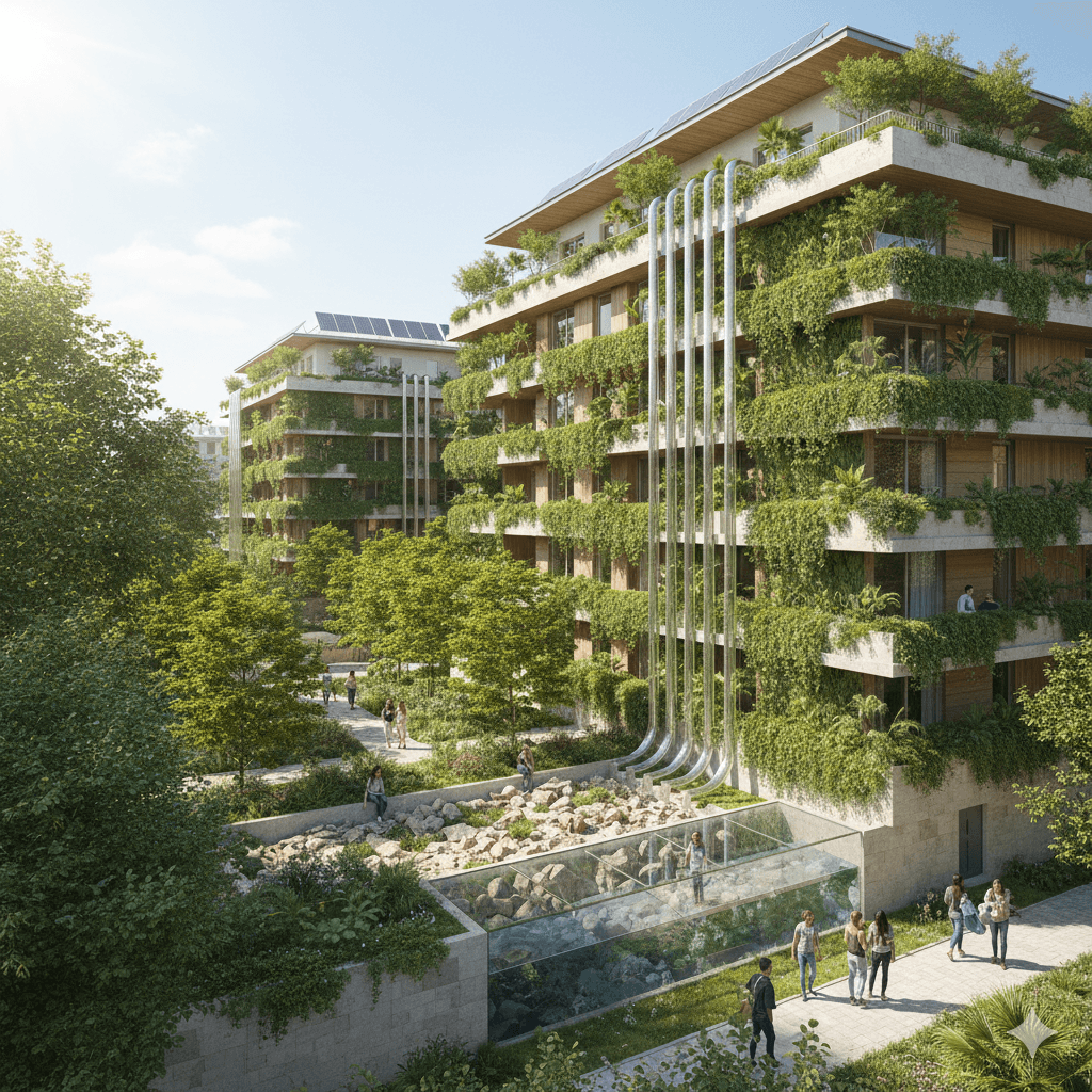 Rainwater harvesting system, green building sustainable design, eco-friendly Manesar