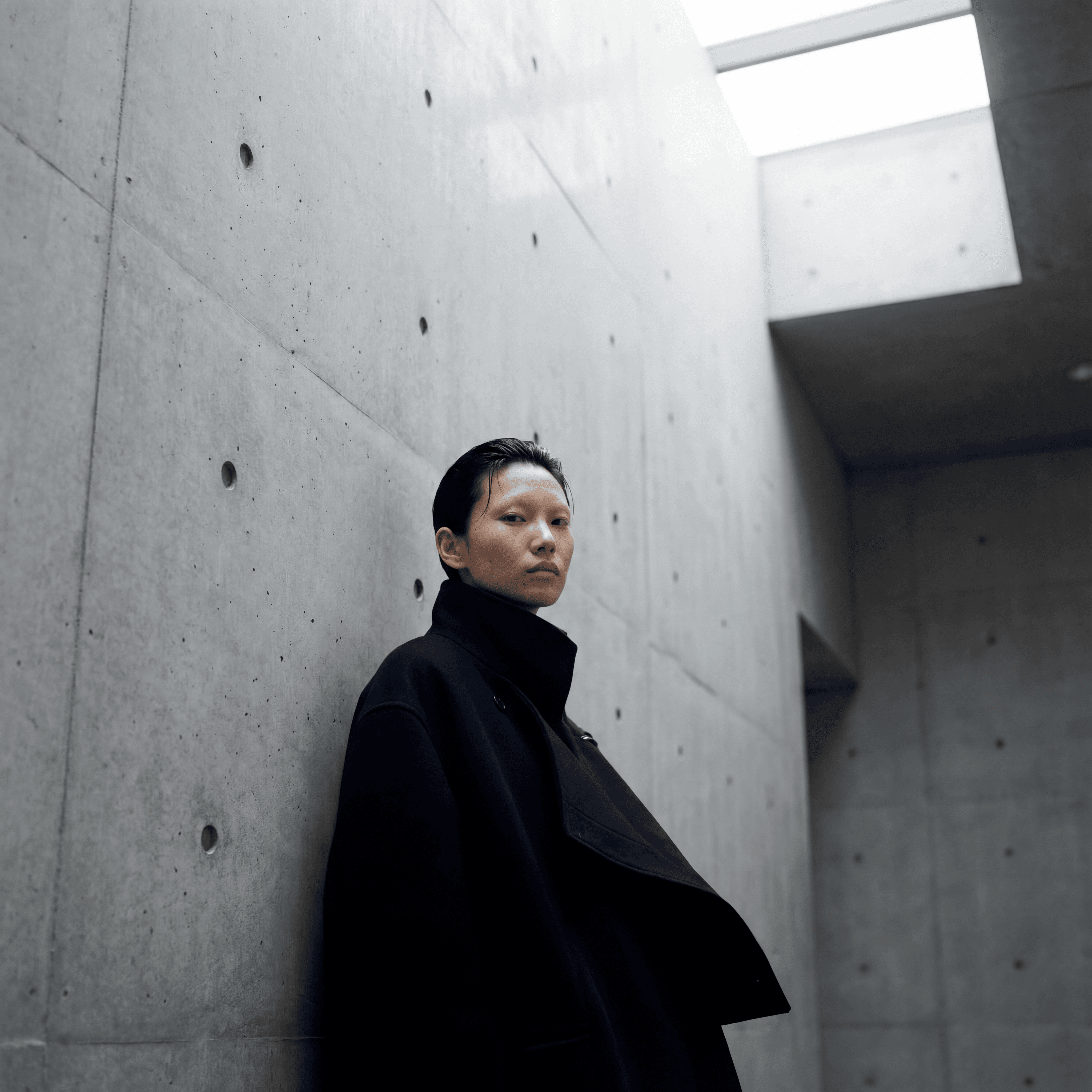 Macro detail of brutalist concrete texture interacting with light, Material Science Simulation, Path tracing illumination, Architectural Silence, Engineered by Aventi