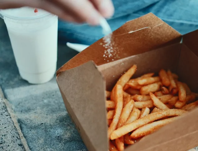 Salt being poured onto chips