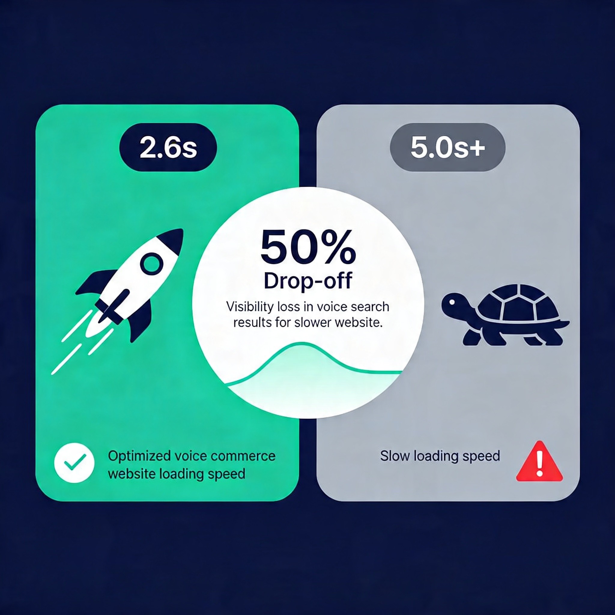 Infográfico comparativo de velocidade de carregamento para otimização de busca por voz no SEO