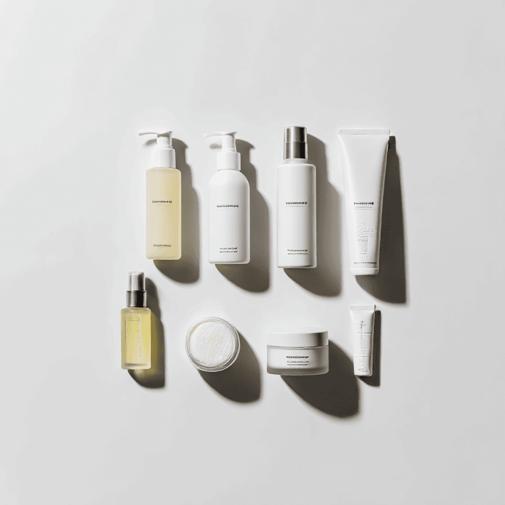 Different skincare product bottles
