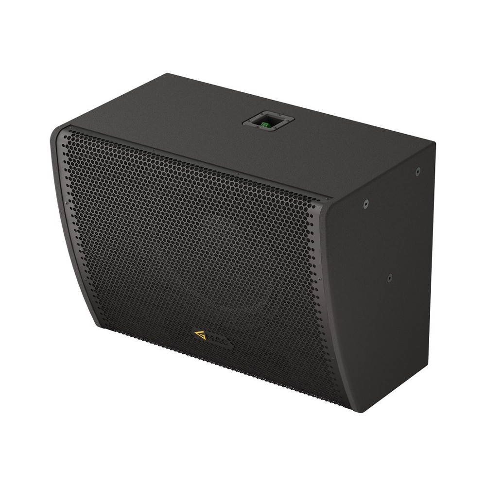Black rectangular speaker with honeycomb grill detail.