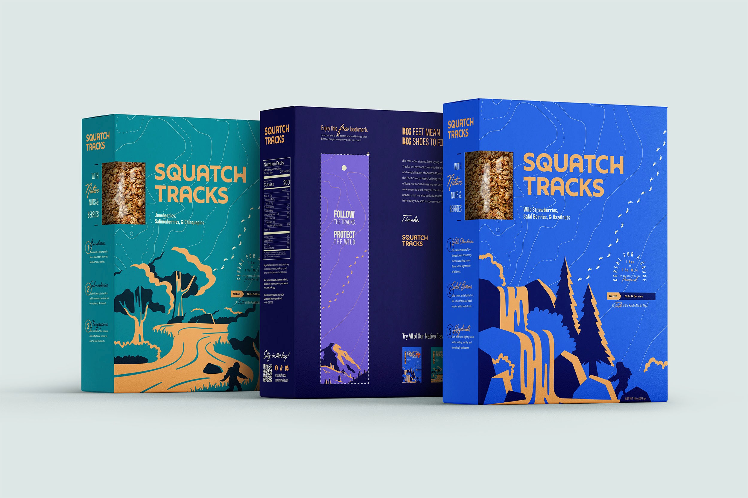 Squatch Tracks granola boxes