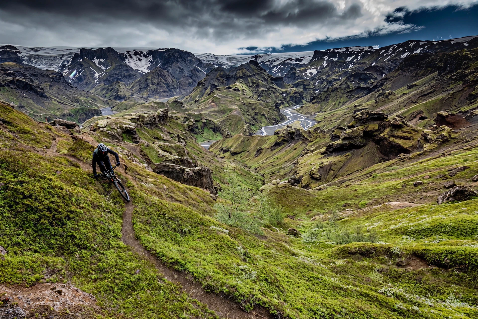 Thorsmork milner glacier valley cycling
