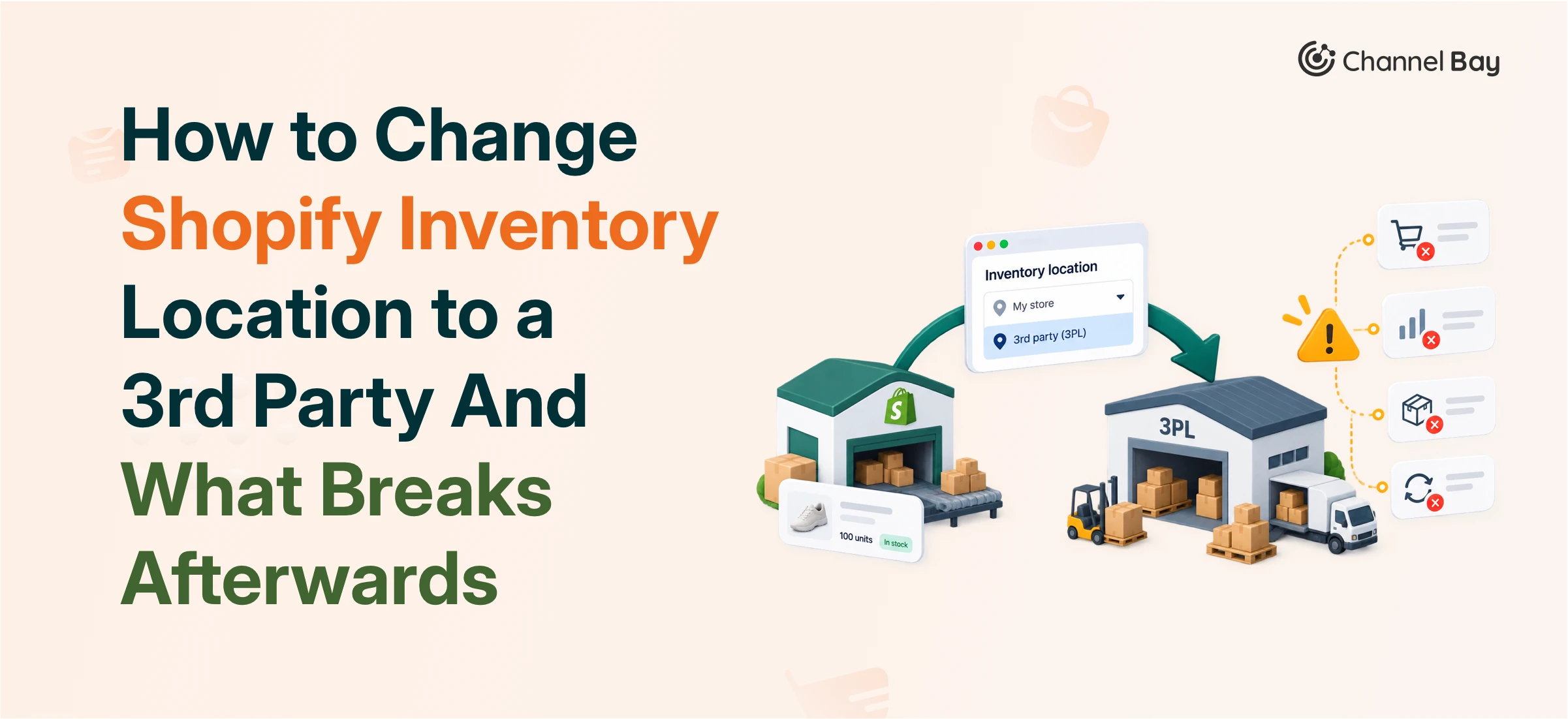 how to change shopify inventory location to 3rd party Channel Bay