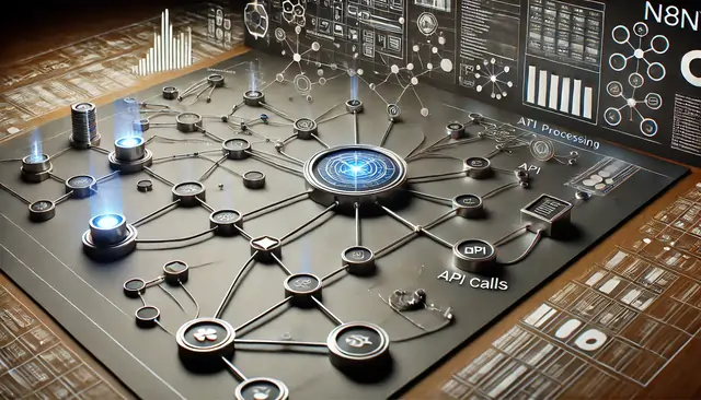 Futuristic image of AI automation nodes interconnecting