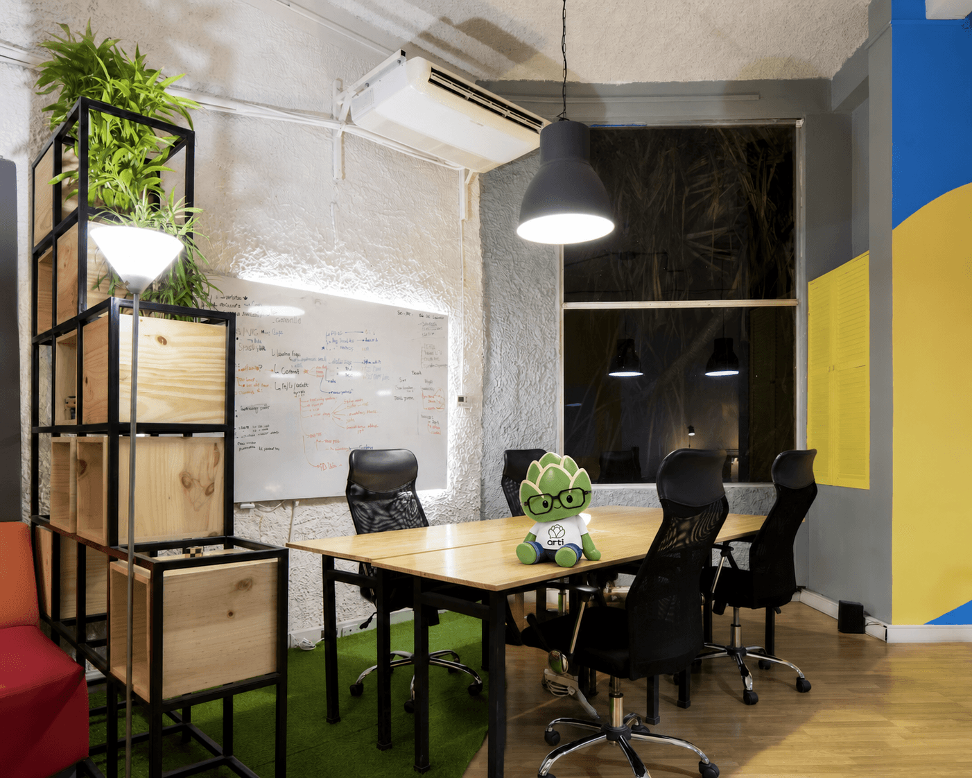 Workplace where teams work and where harassment happens.