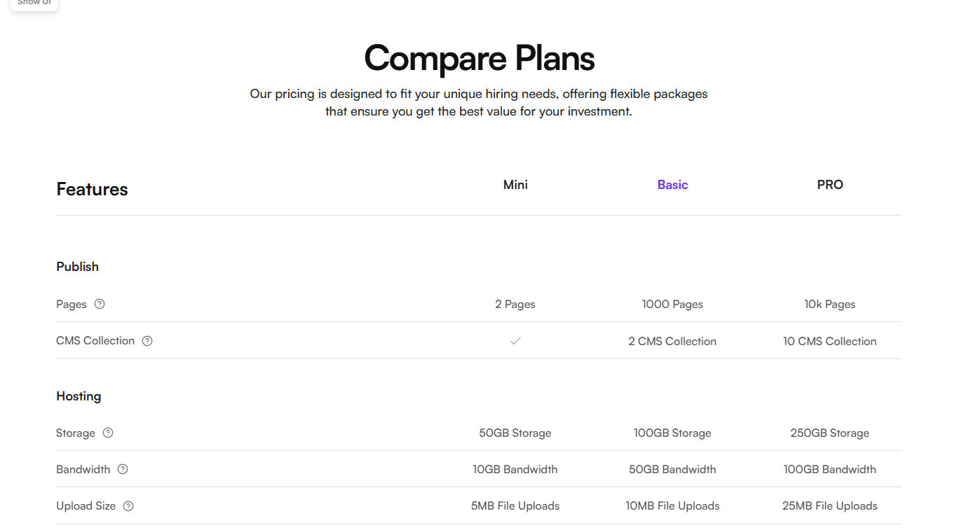 Framer Pricing Table Section v7