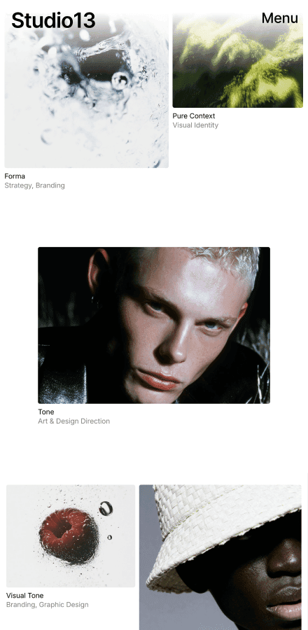 Studio13 fashion portfolio Framer template