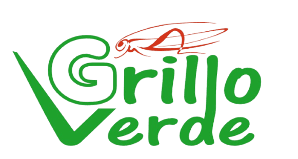 logo grafico di grillo verde giardini
