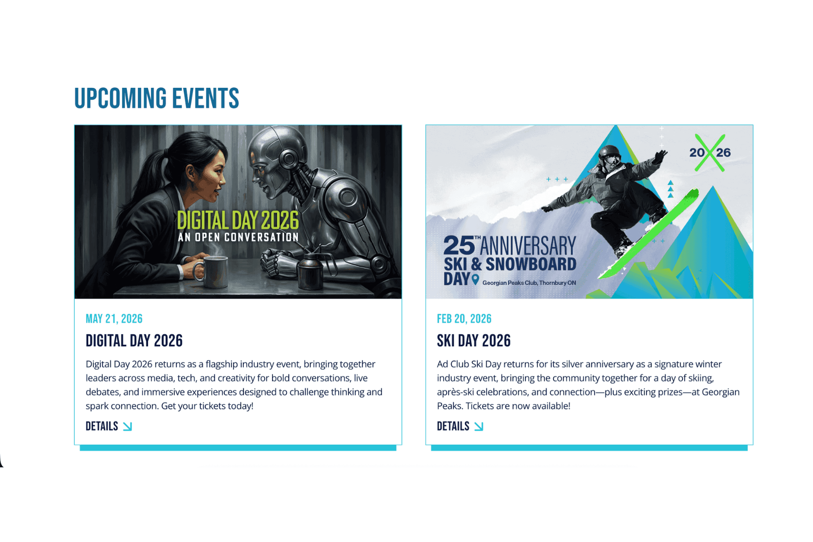 Upcoming Events on Ad Club Toronto Website