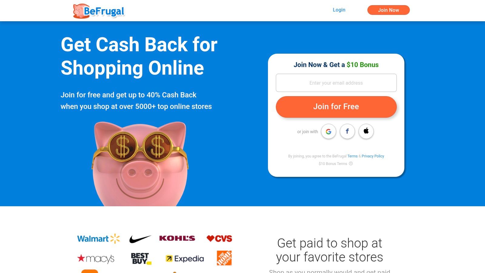 BeFrugal cashback and coupon interface