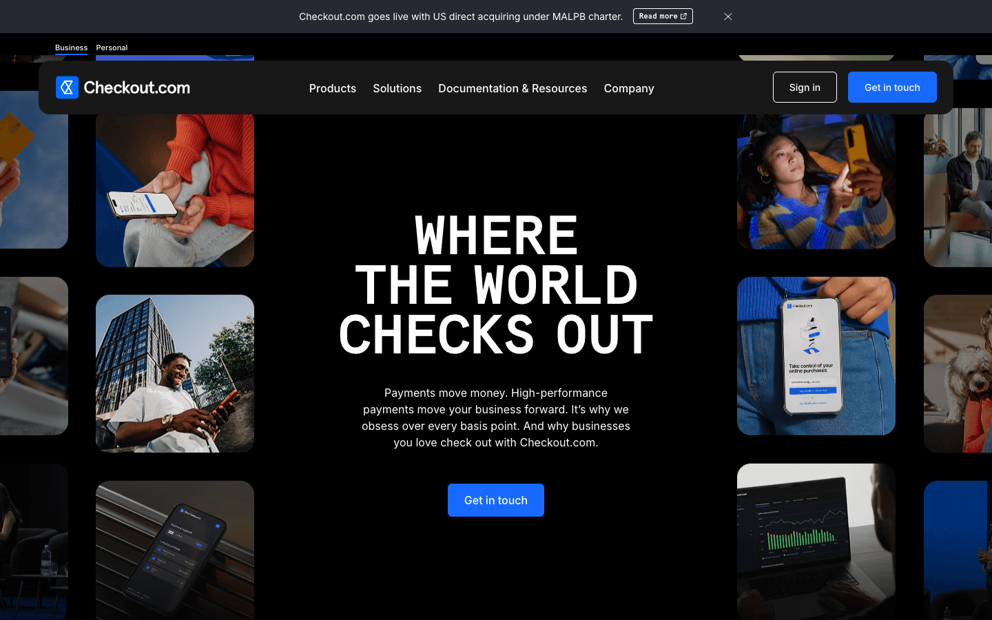 Checkout.com homepage hero