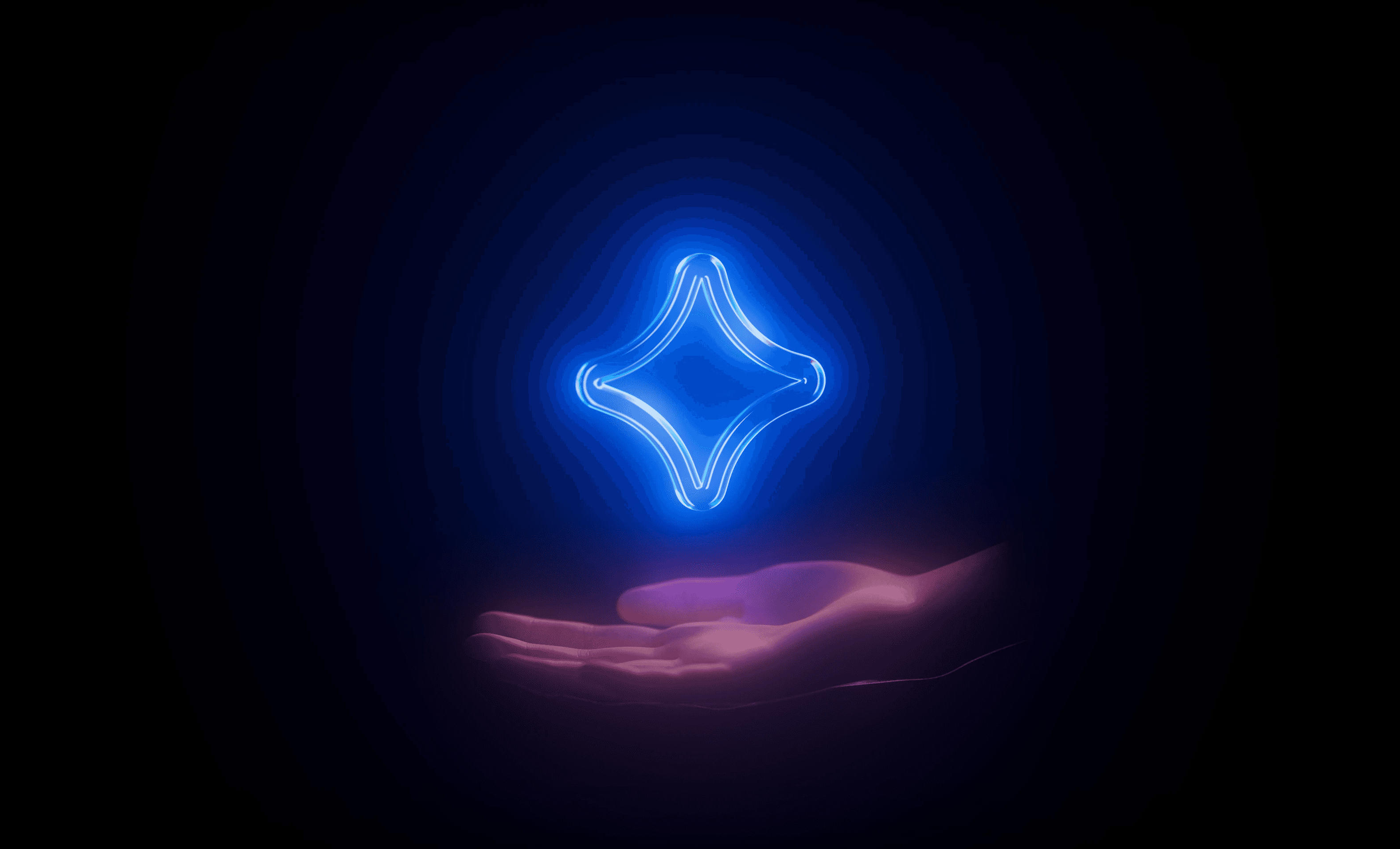 Framer AI agent 概念視覺,一枚發光的 AI 火花懸浮在手掌上方,象徵 Framer Agents 把 AI 帶進設計畫布