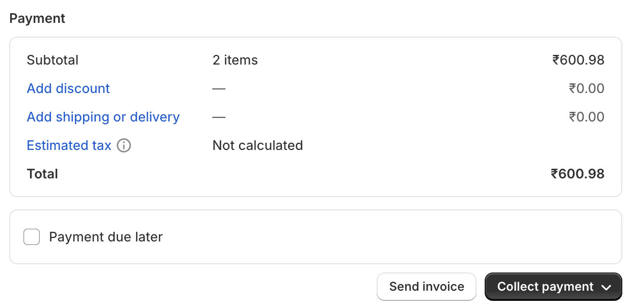 Apply discounts to your draft order on Shopify admin draft order creation page