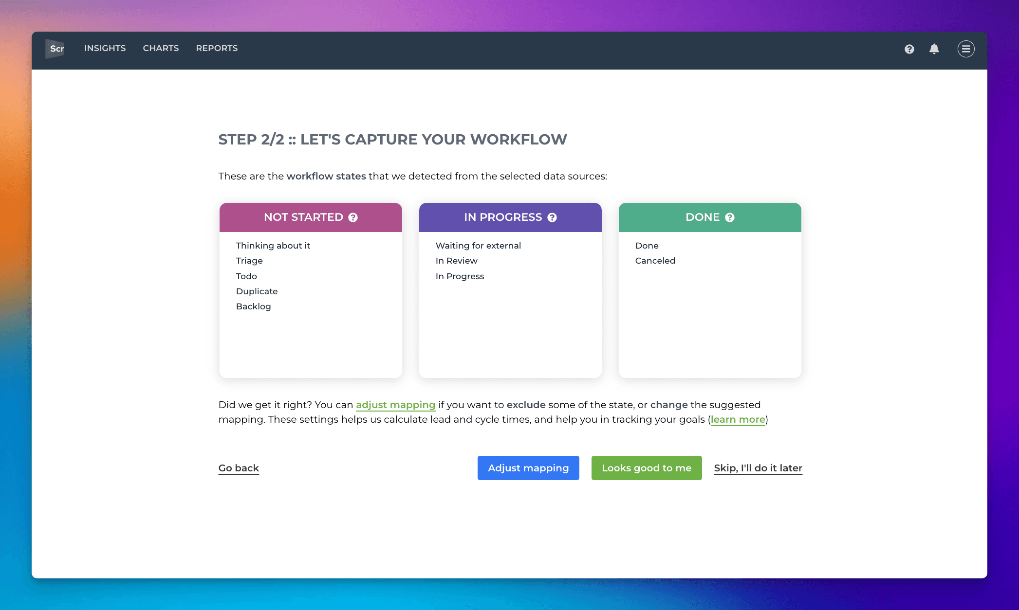 Capture workflow settings