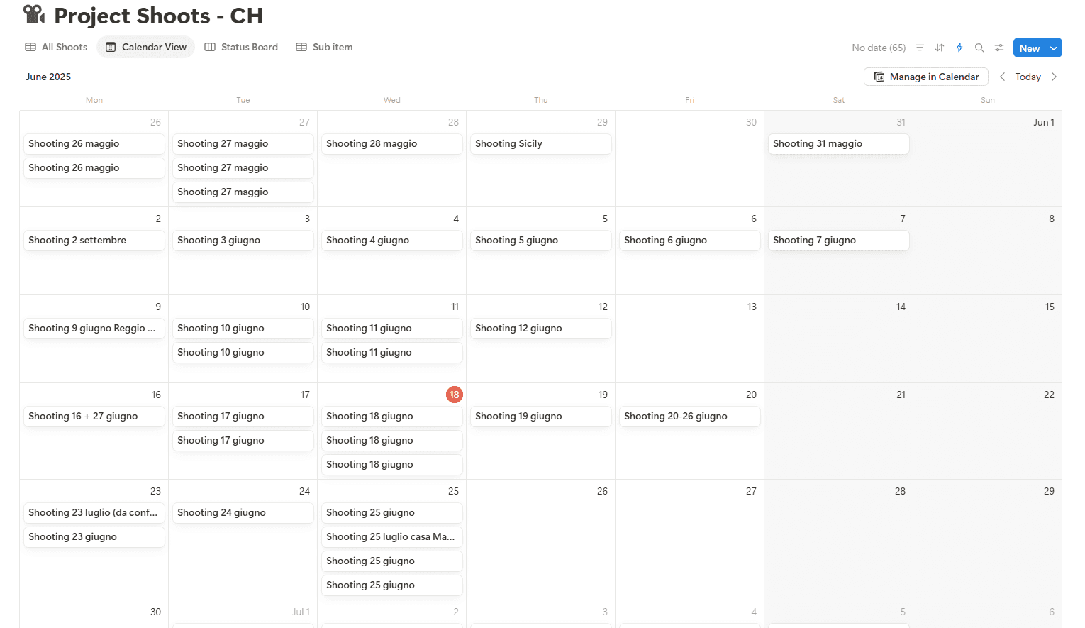 Sorgente del database shooting
