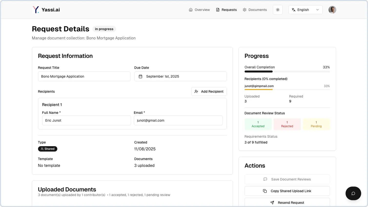 Yassi.ai User Screen