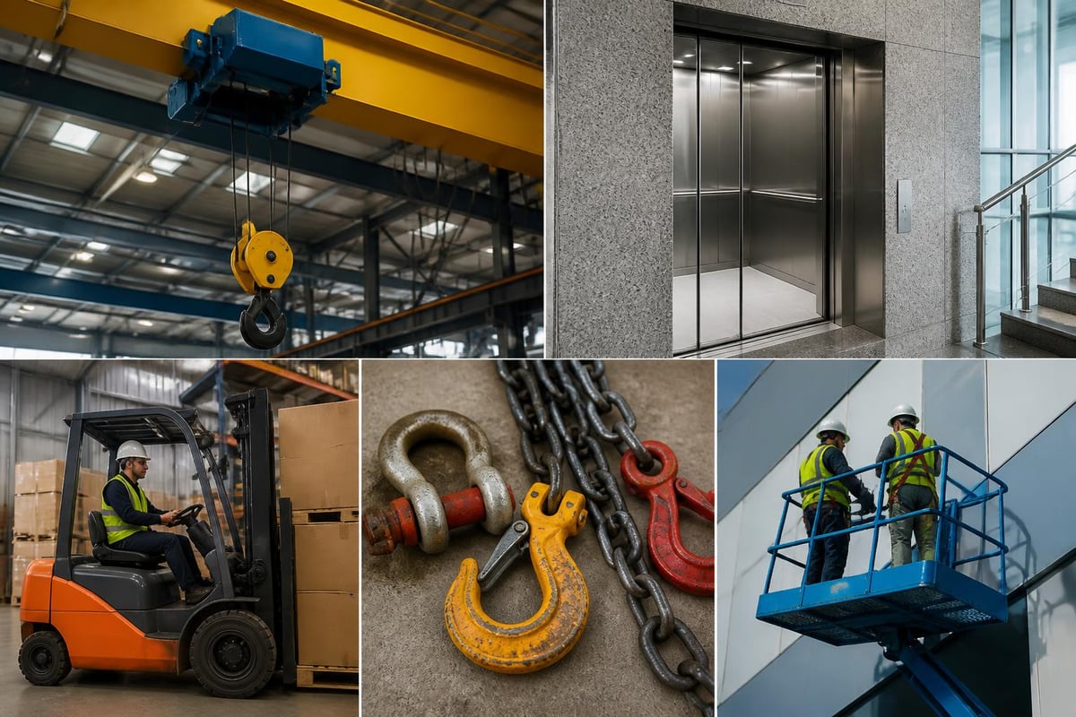 Range of lifting equipment types