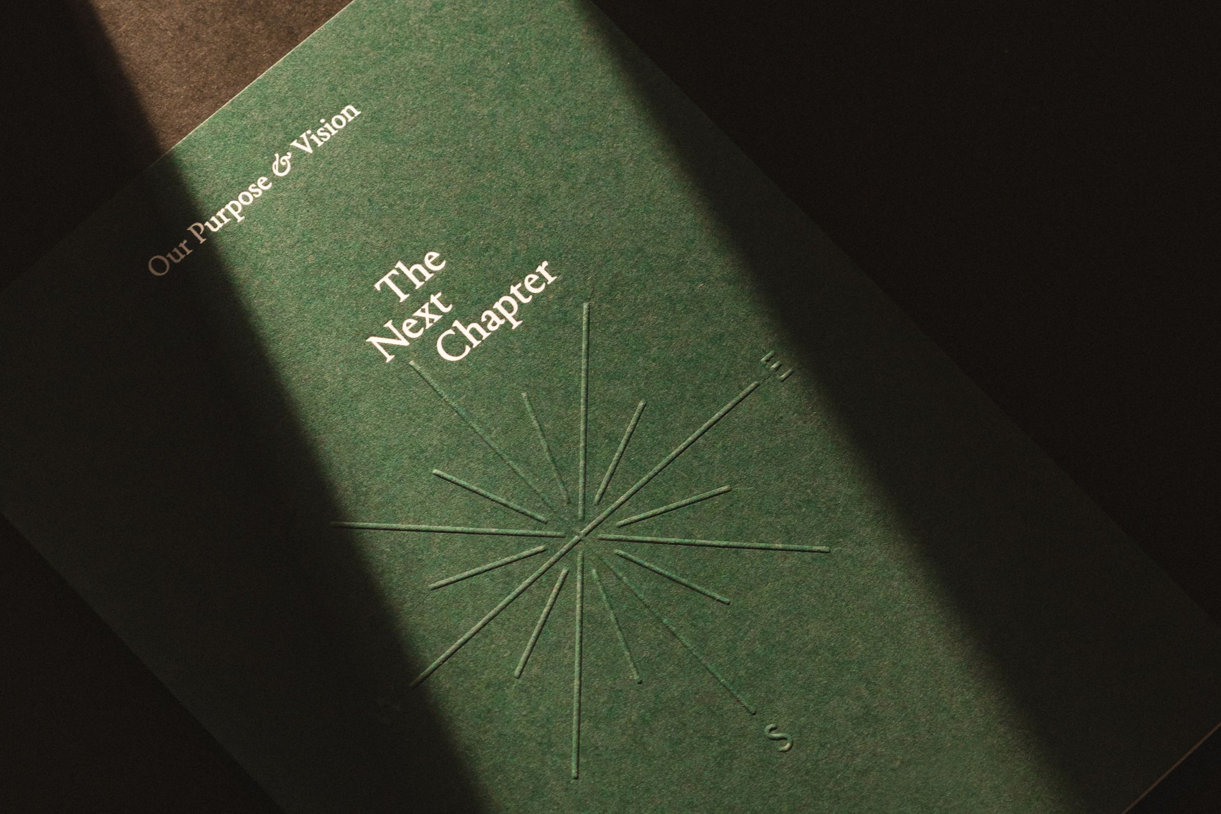 Front of printed literature, showing blind embossing