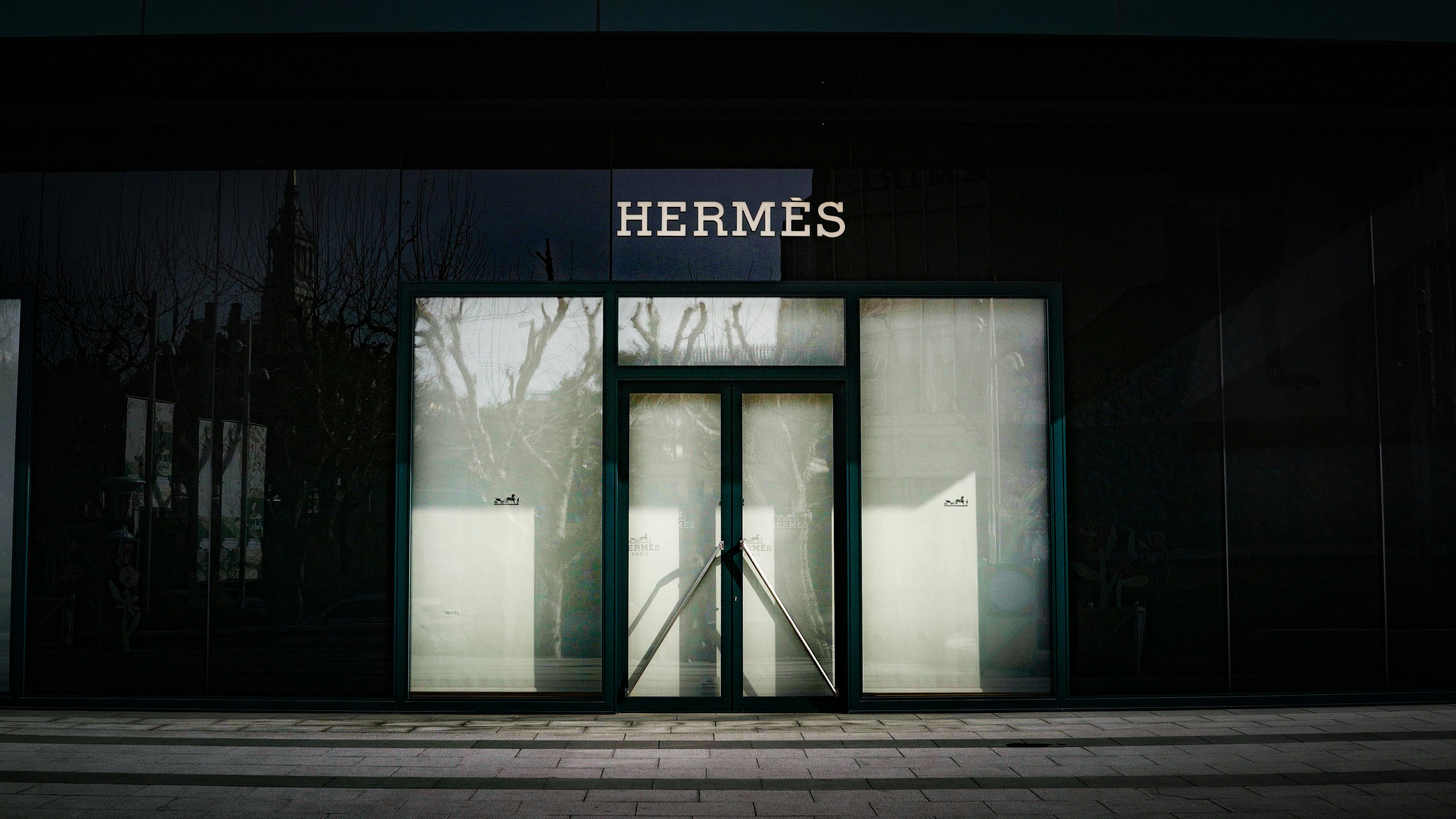 Hermes store front with large glass windows
