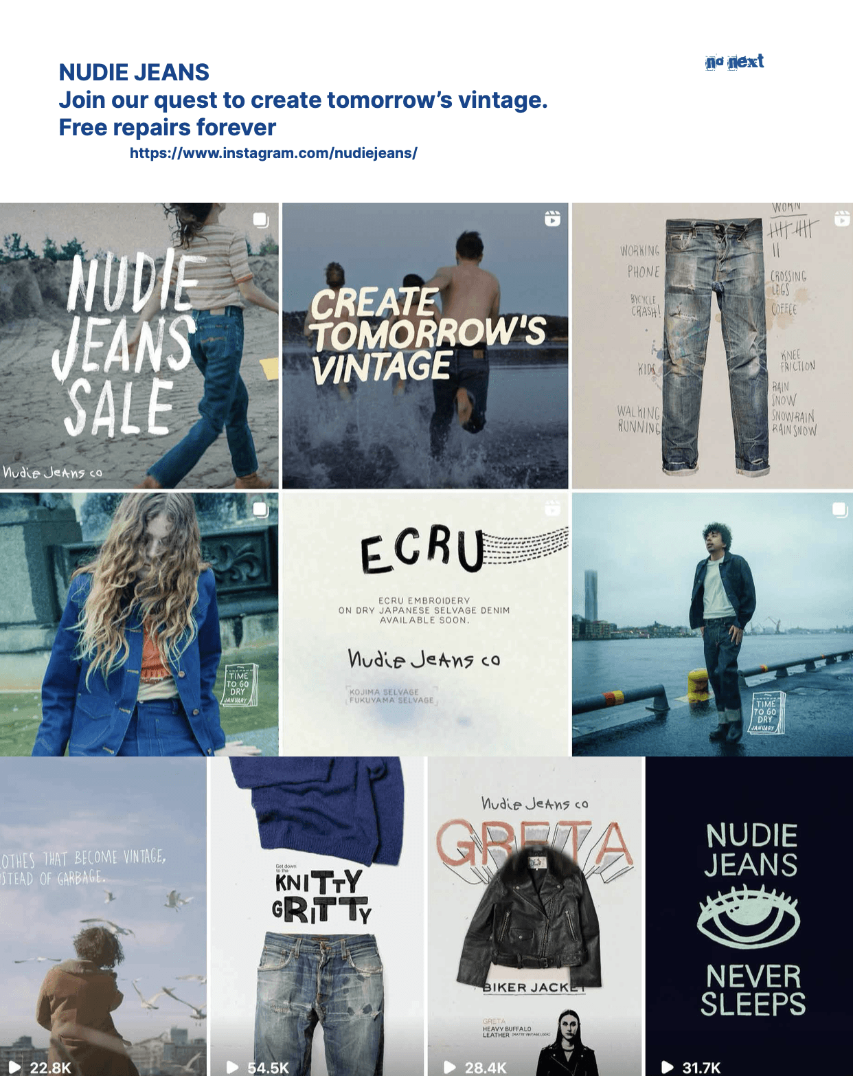 Nudie Jeans en redes