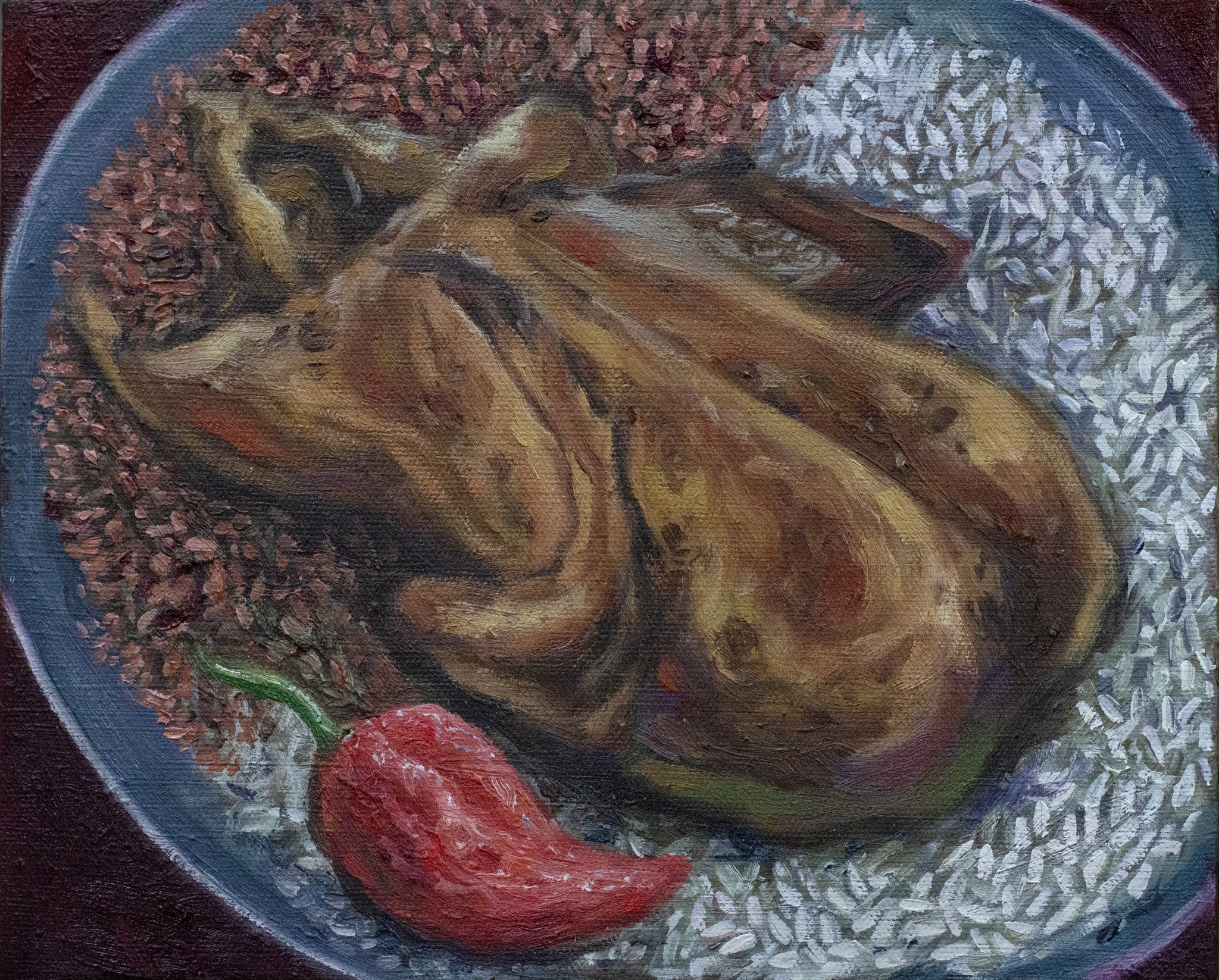 red and white abstract painting