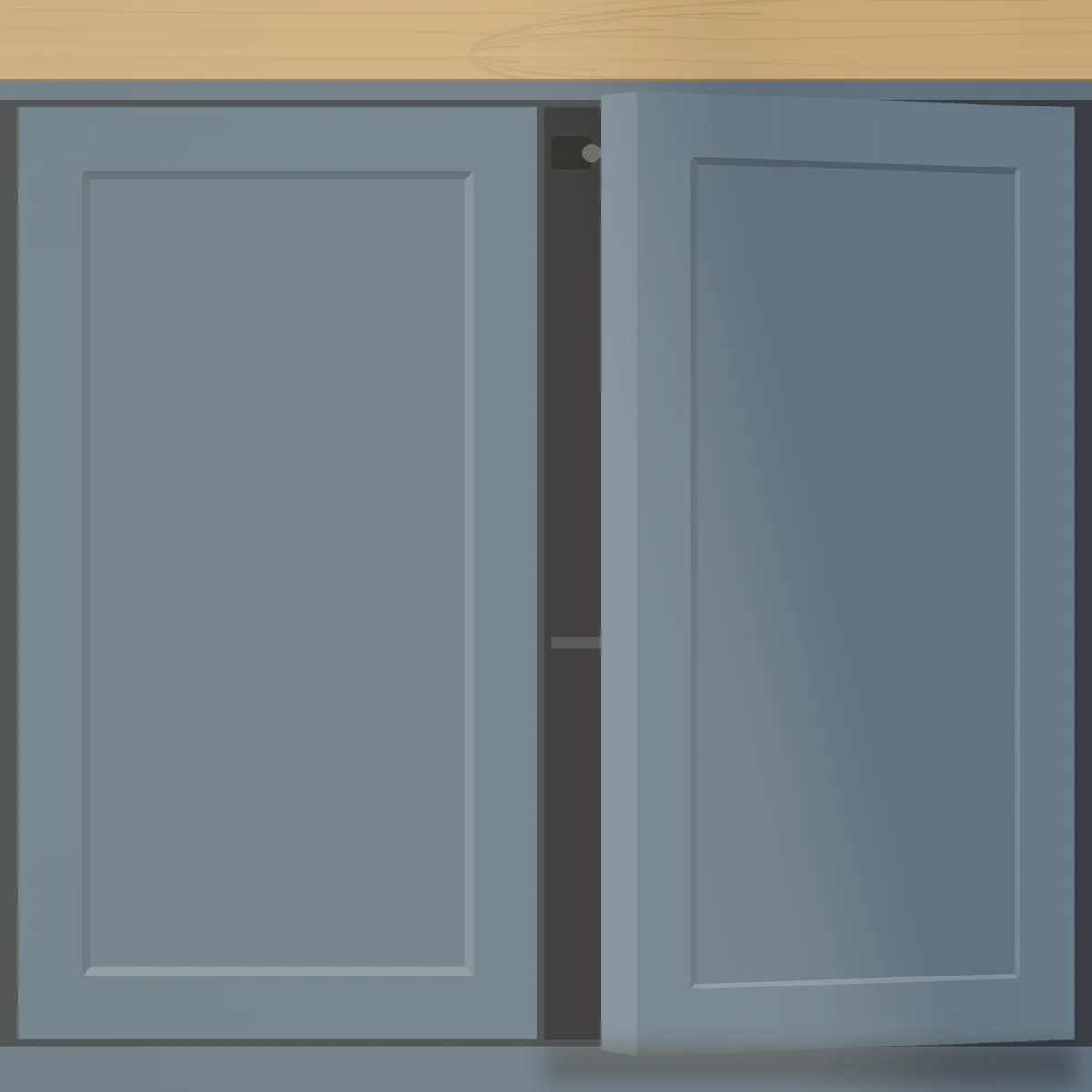 Push-to-open cabinet door slightly open