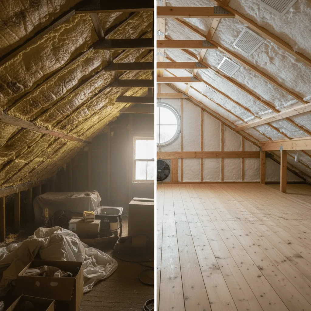a foam vs a traditional encapsulated attic comparison by arrington roofing
