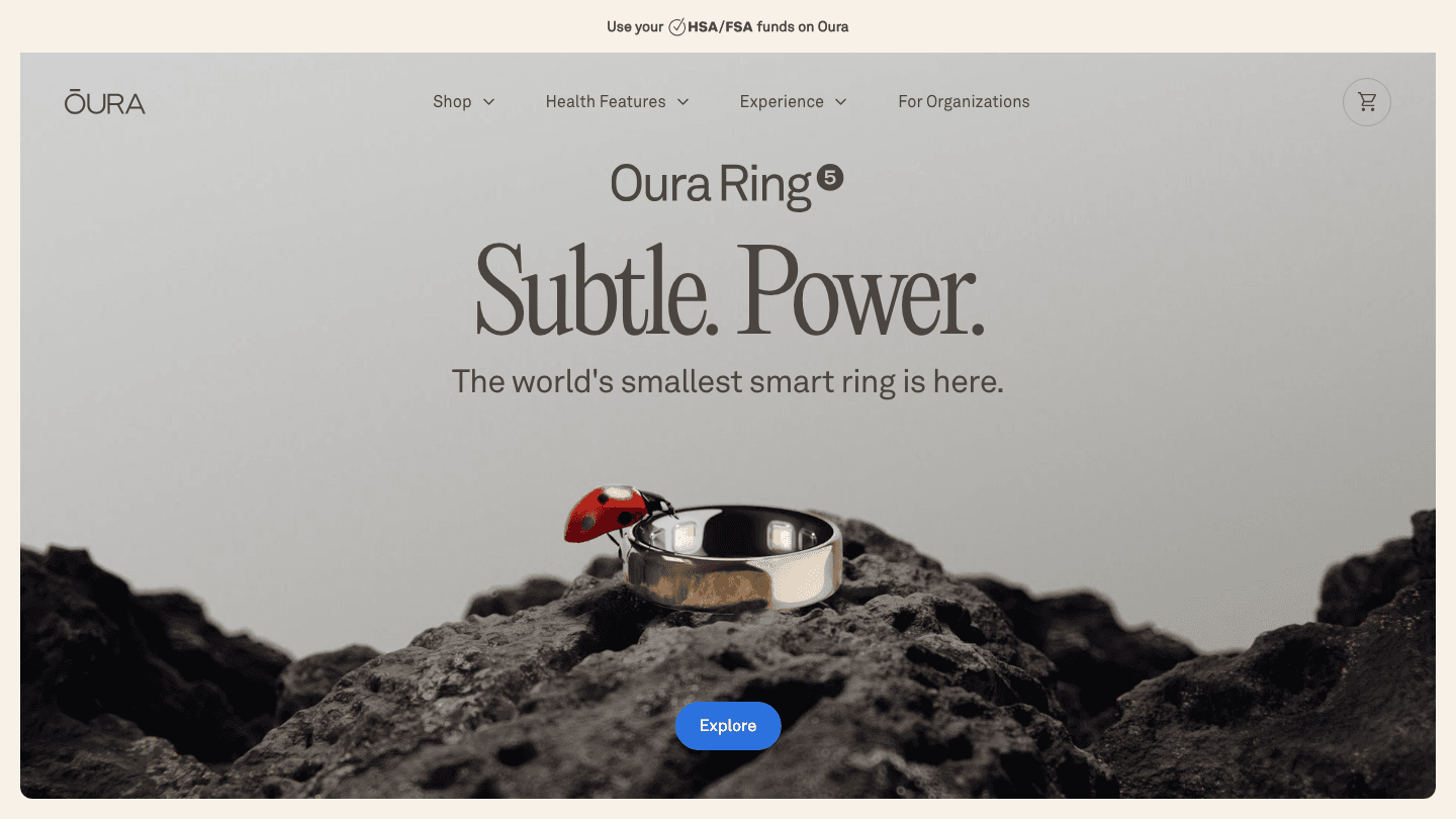 Oura Ring website screenshot