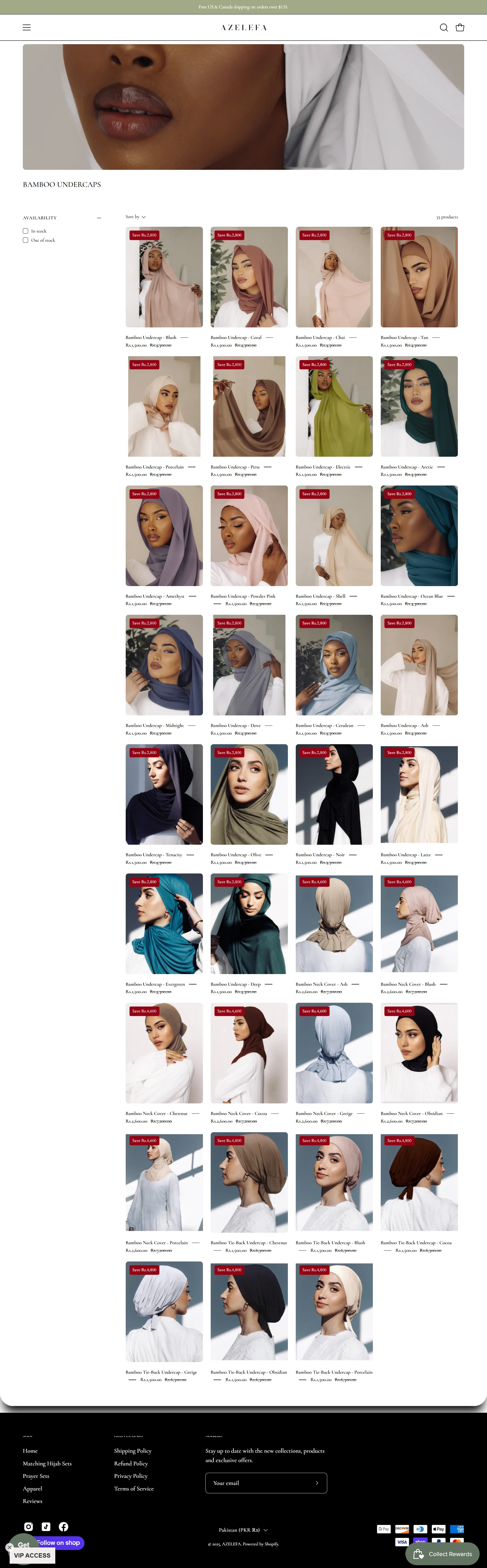 collections-bamboo-undercaps page for azelefa website developed & designed by Dreams Agency Mississauga, Ontario