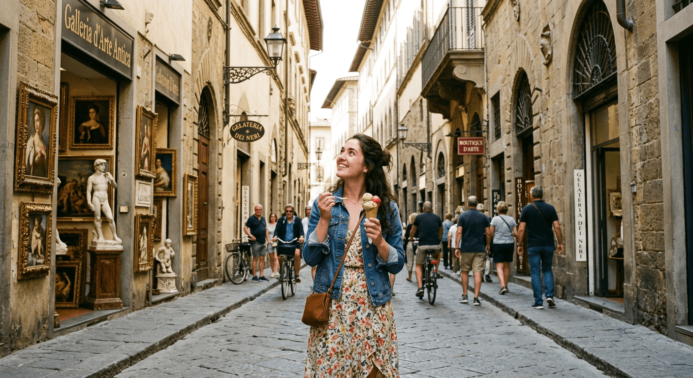 People walking through an Italian alley
