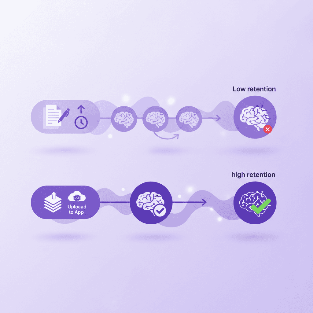 Comparison of passive reading versus active application-based studying