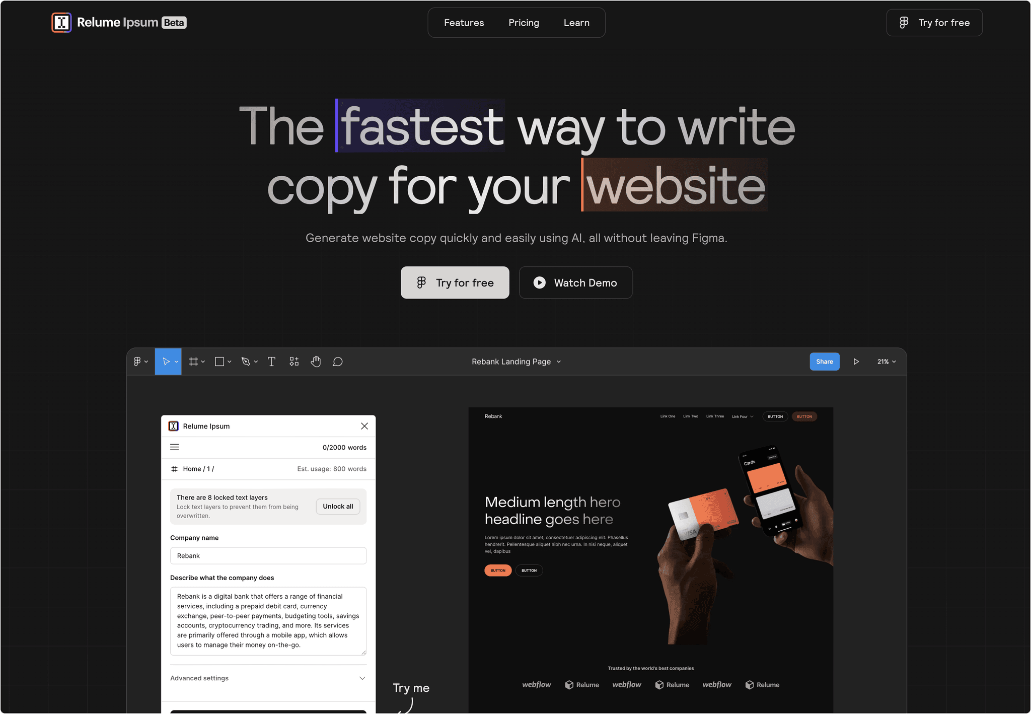 Relume Ipsum landing page.