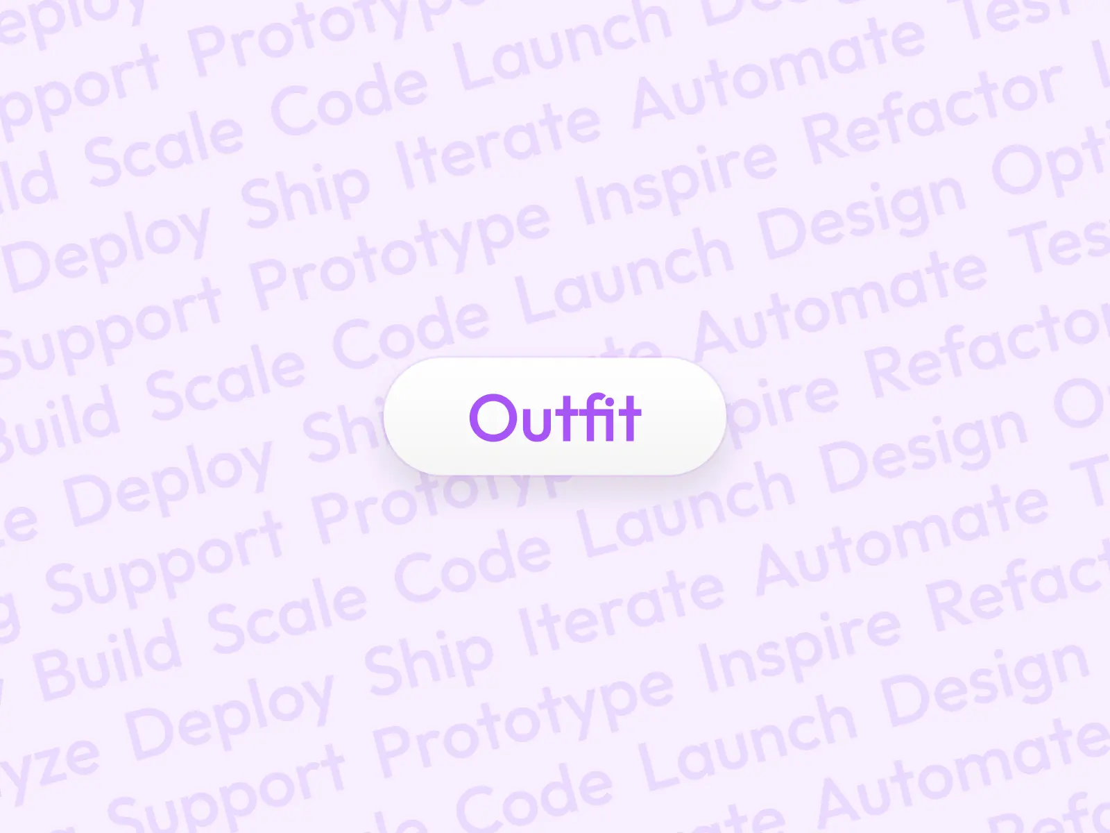 Outfit font preview with 3D soft UI button on light background with tech terms