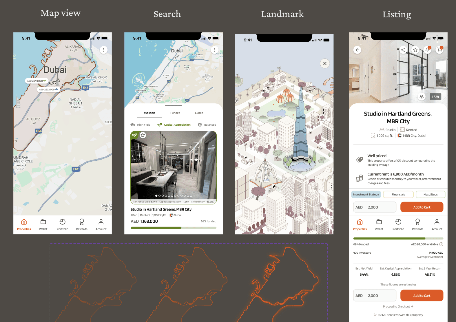 Mobile UI elements for real estate app