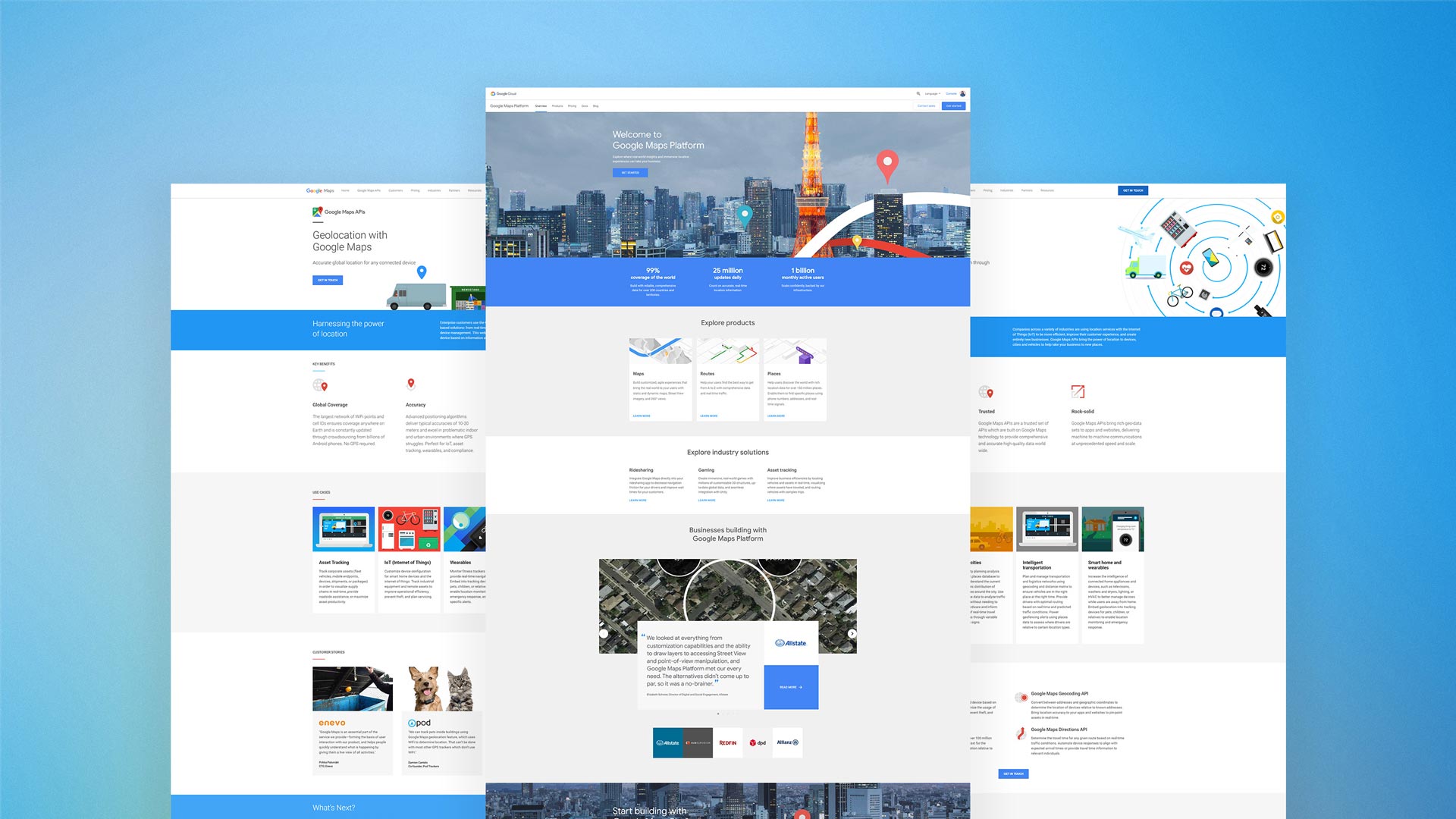 google maps web page interface