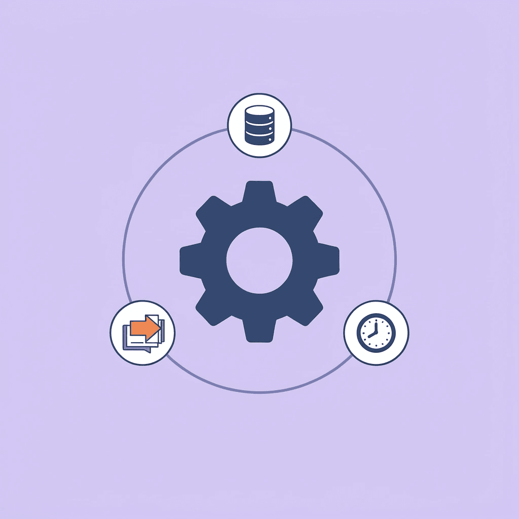 Central hub labeled OM1 connected to multiple icons representing different data sources and parameters across the tech stack