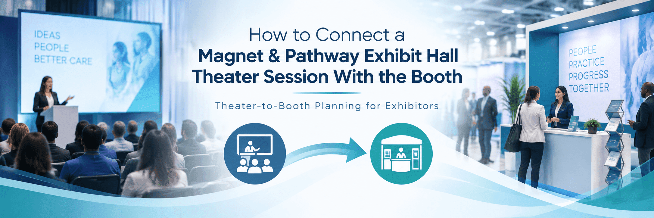 Magnet & Pathway Exhibit Hall Theater session connected to a trade show booth for attendee handoff and follow-up
