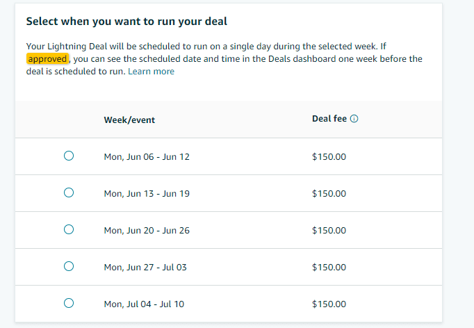 Enter the Schedule. The applicable fees will be shown here.