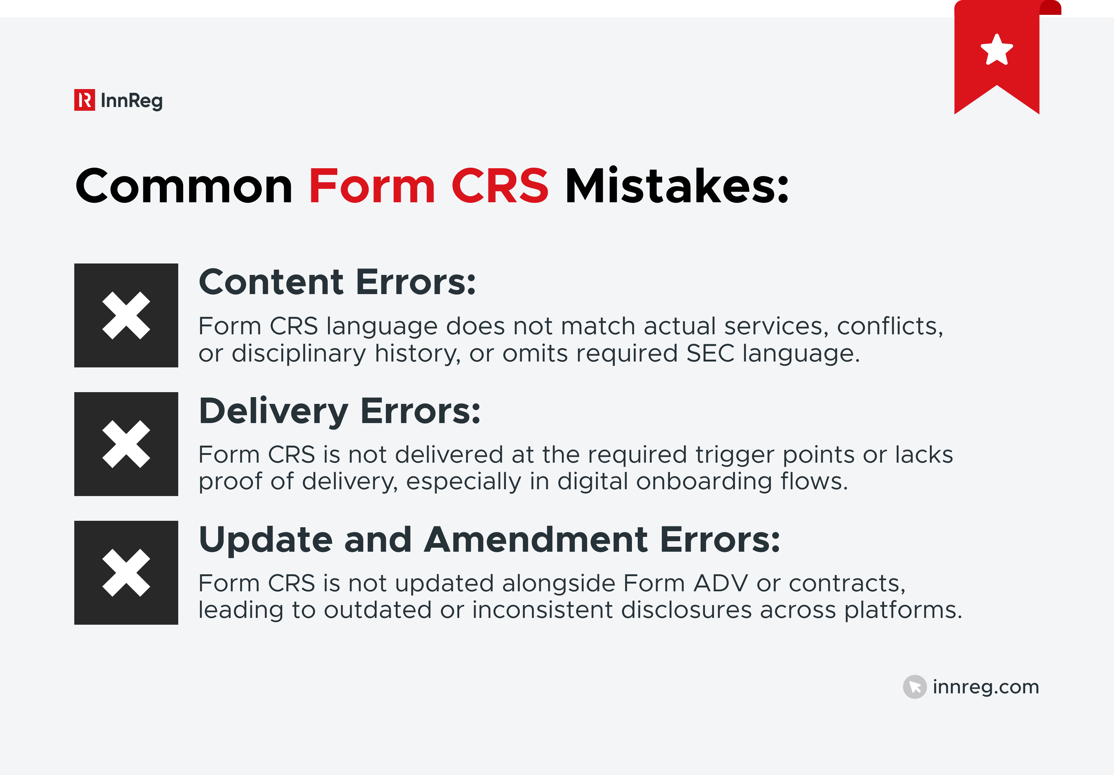 Common Form CRS Mistakes Found in Exams
