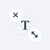 Text editing interface with resize and close options.