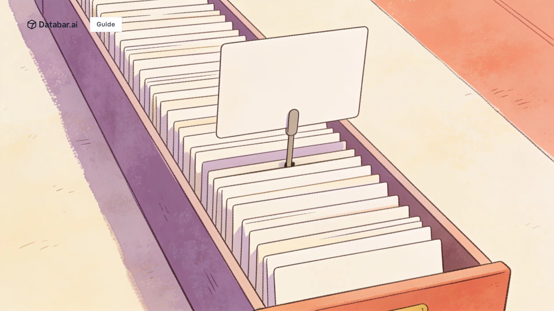 Illustration of a long index drawer of blank cards with one lifted proud of the rest — Best Company Search APIs for B2B Data Discovery