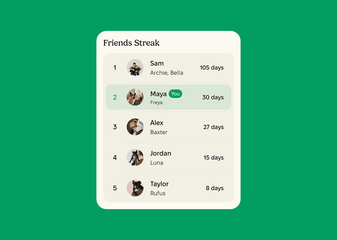 Friends streak table