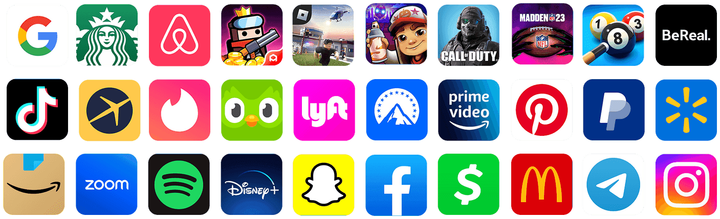 A wall of popular consumer app icons