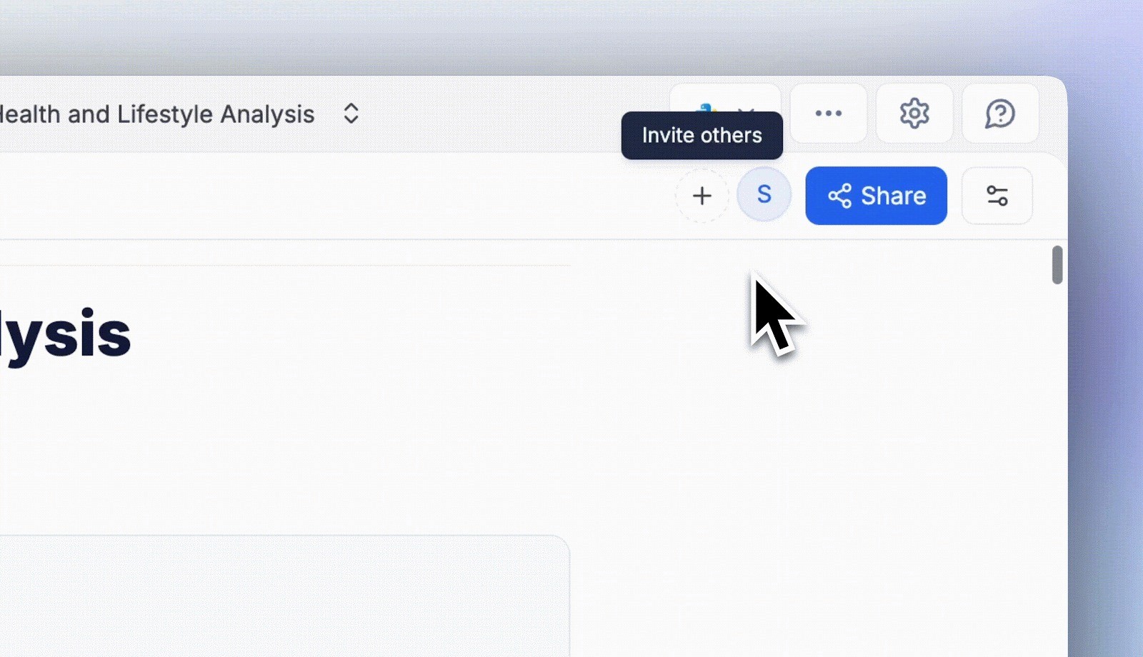 Julius AI dashboard interface showing share and invite collaborators options