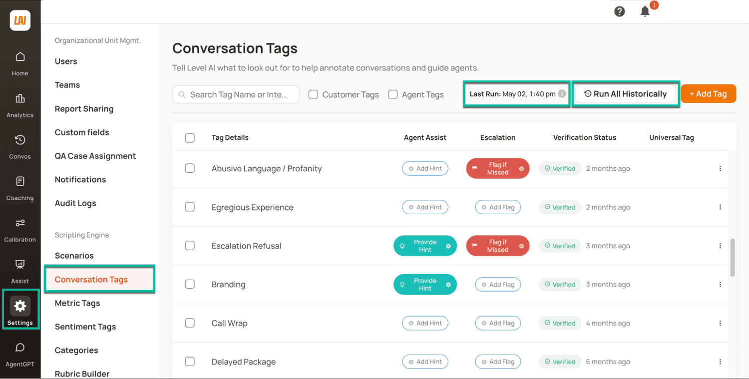 Converation Tags example